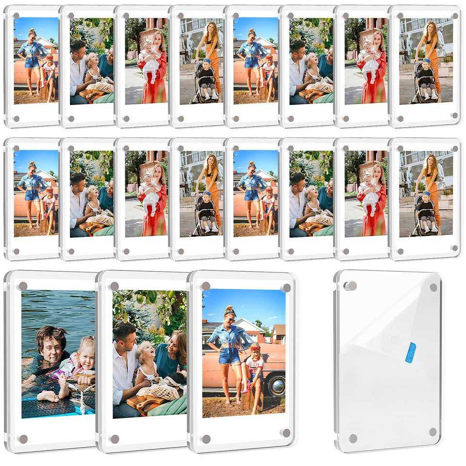 Lzerking acrylic magnetic frame front view for mini photos on fridge, clear display