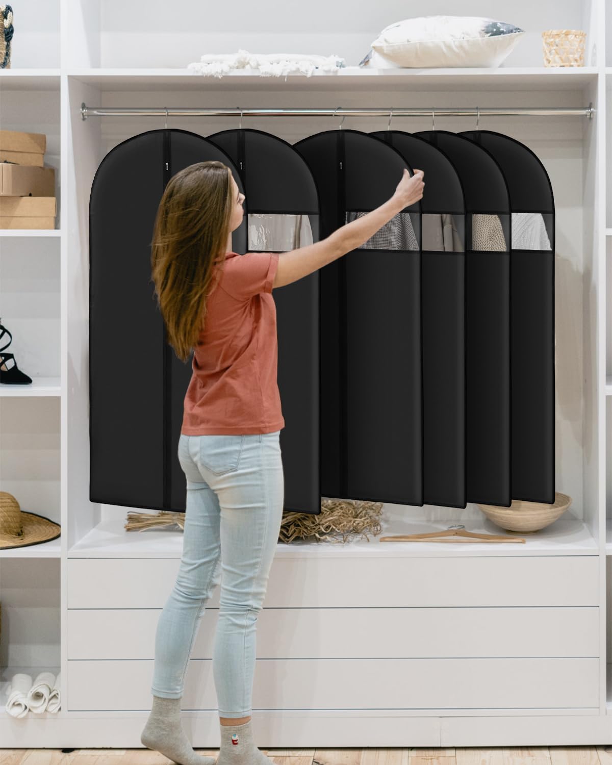Lzerking closet organization garment bags keep clothes tidy on trips.