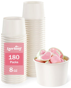 Lzerking ice cream cups 8 oz white for portioned desserts.