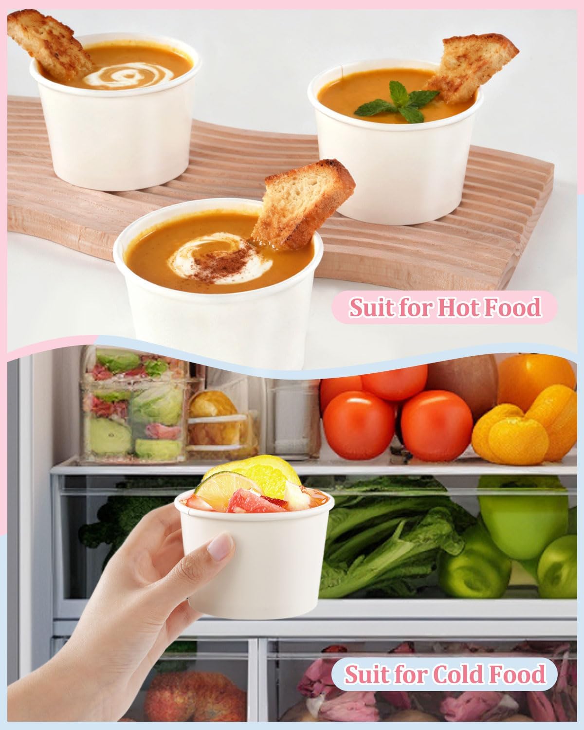 Lzerking leak-resistant cups white for sauces and toppings.