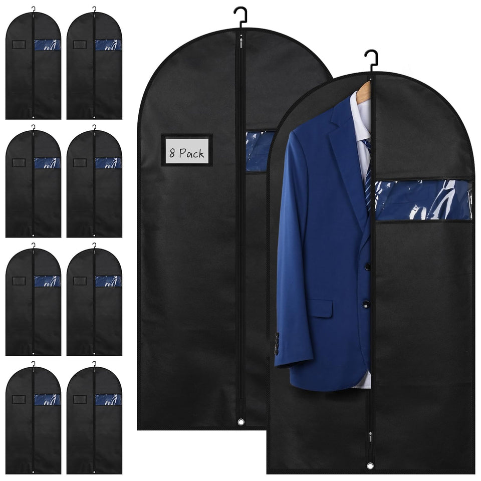 Lzerking premium garment bag with clear window for quick clothing viewing.