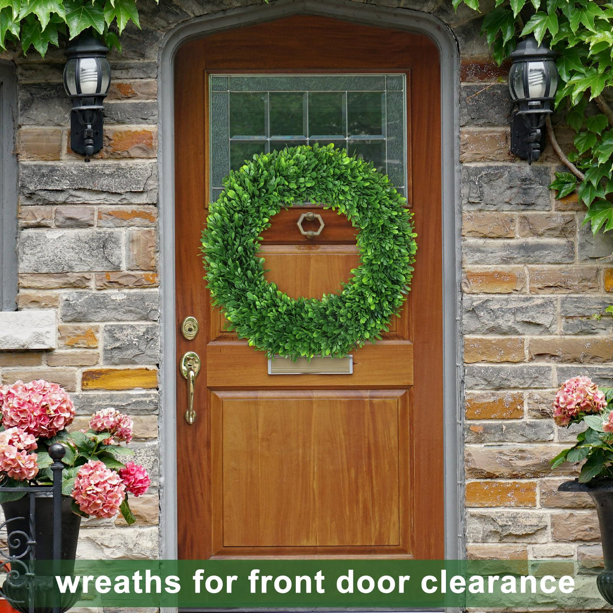 LZNPA Boxwood Wreath for garden or entryway, realistic leaf texture and color.