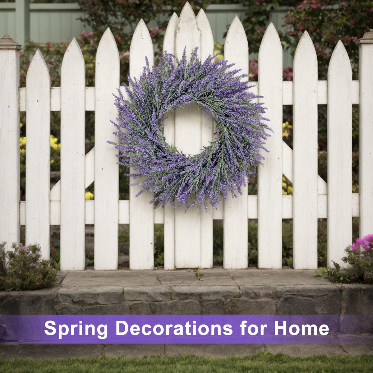 Indoor/outdoor display of LZNPA wreath with durable, fade-resistant leaves