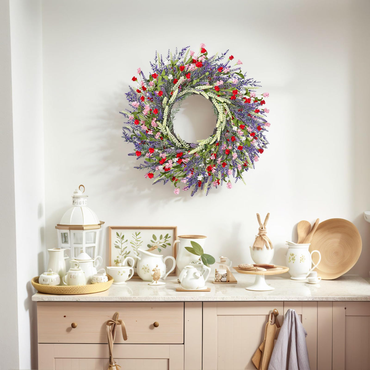 LZNPA lavender wreath decorative option for living room or dining area.