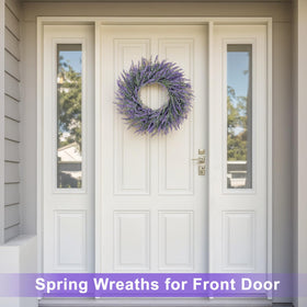 LZNPA lavender wreath closeup highlights vibrant EVA petals.
