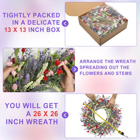 LZNPA lavender wreath used as wedding decor for romantic backdrop.
