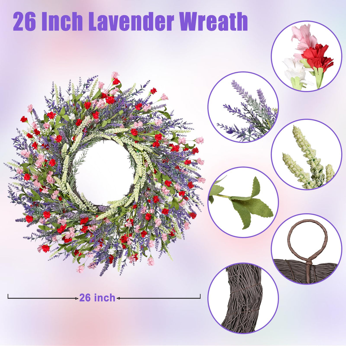LZNPA lavender wreath on window decor adds fresh ambiance.