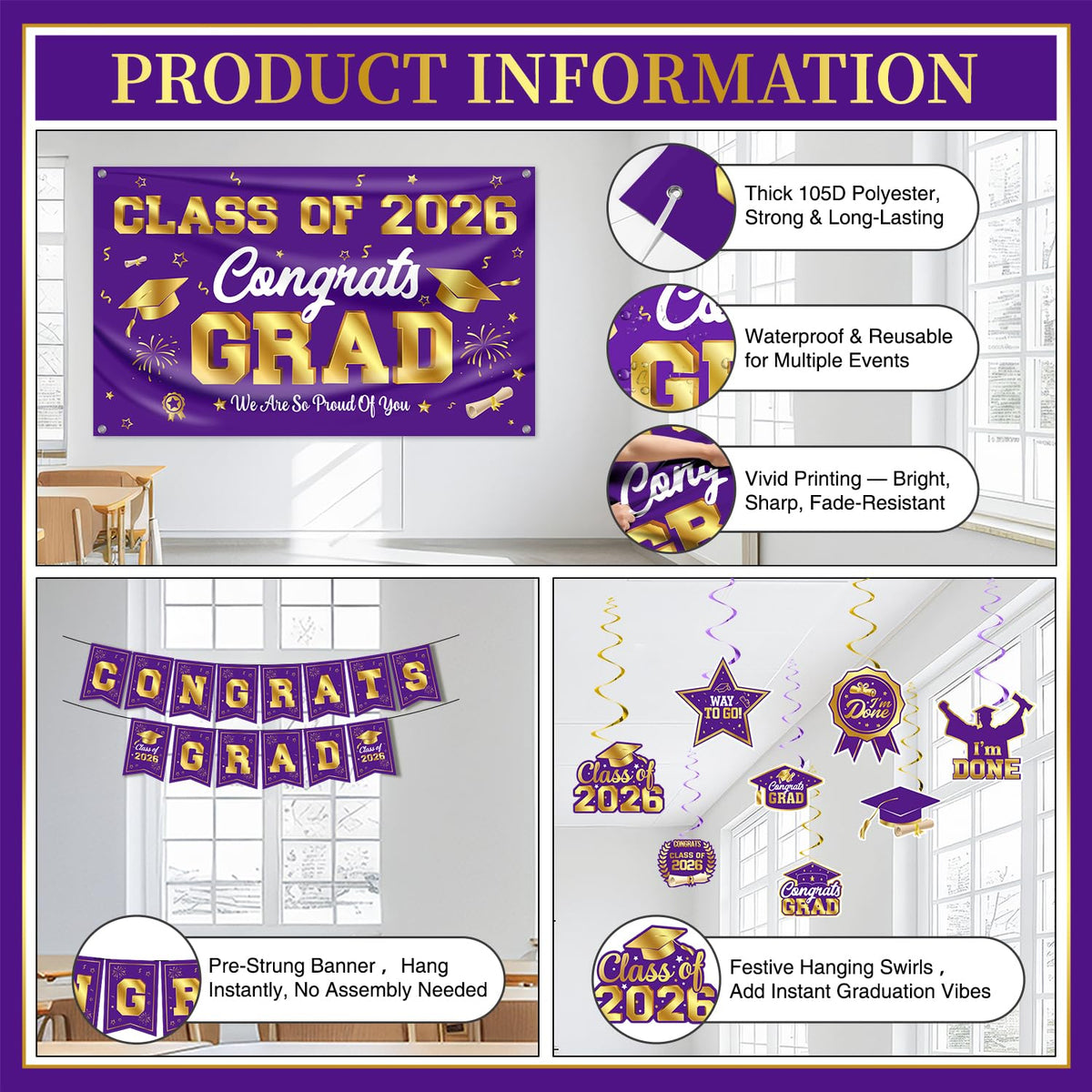M AMFEOV graduation backdrop 71-43 inch creates a stylish photo wall.