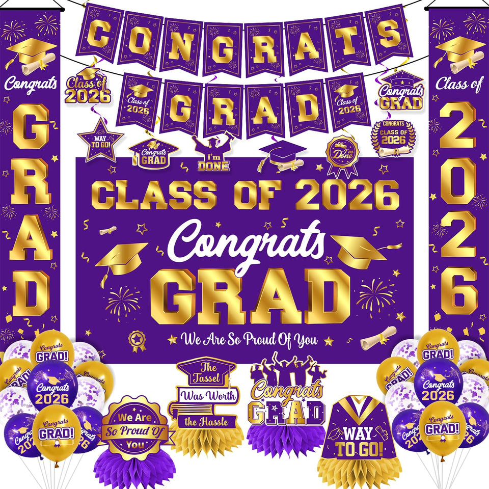 M AMFEOV graduation banner with 'Congrats Grad' creates standout photo moments.