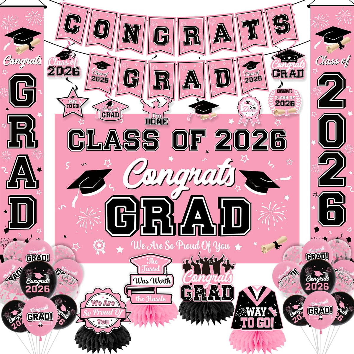M AMFEOV graduation decor kit banner for a polished photo-worthy focal point