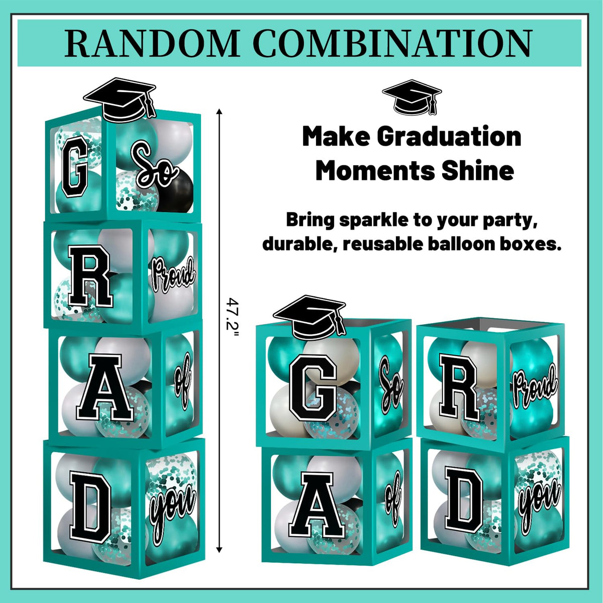 M AMFEOV teal 134 latex balloons provide vibrant color to elevate any graduation party.