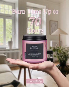 M&SENSE Cherry Blossom Candle in a cozy room scene enhances diffusion