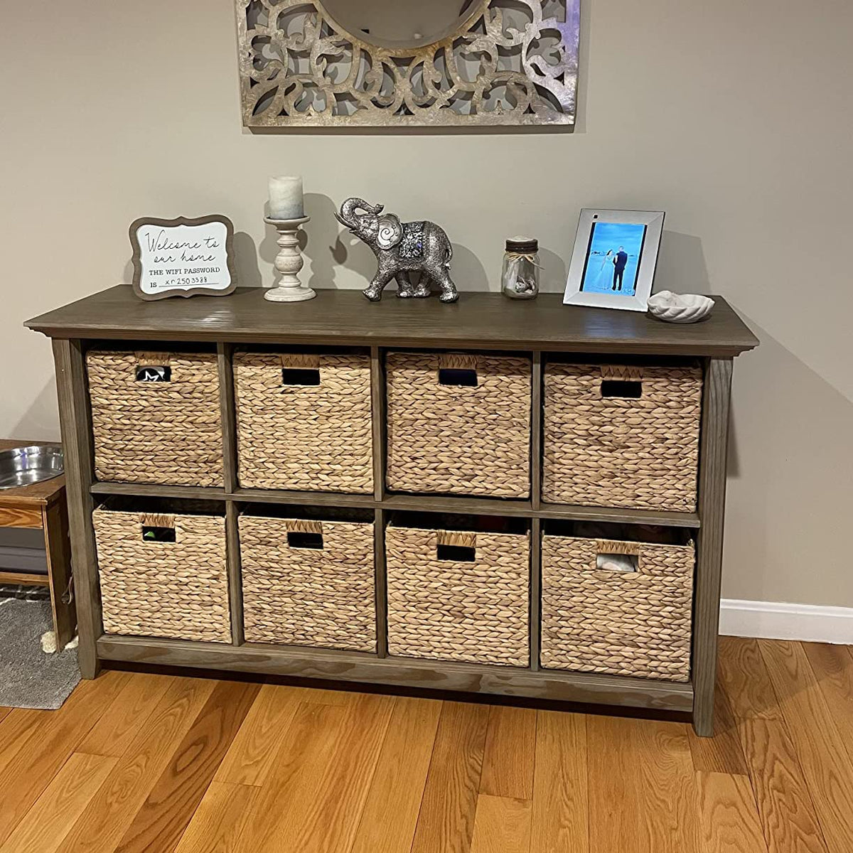 M4DECOR storage baskets on shelf organized setup.