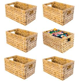 M4DECOR water hyacinth basket set6 front view for stylish, clutter-free storage