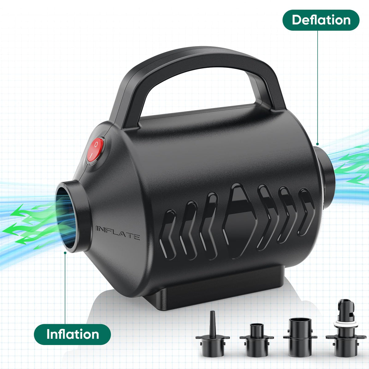 MAACLOUD deflator-function-pump enables quick deflation after play.