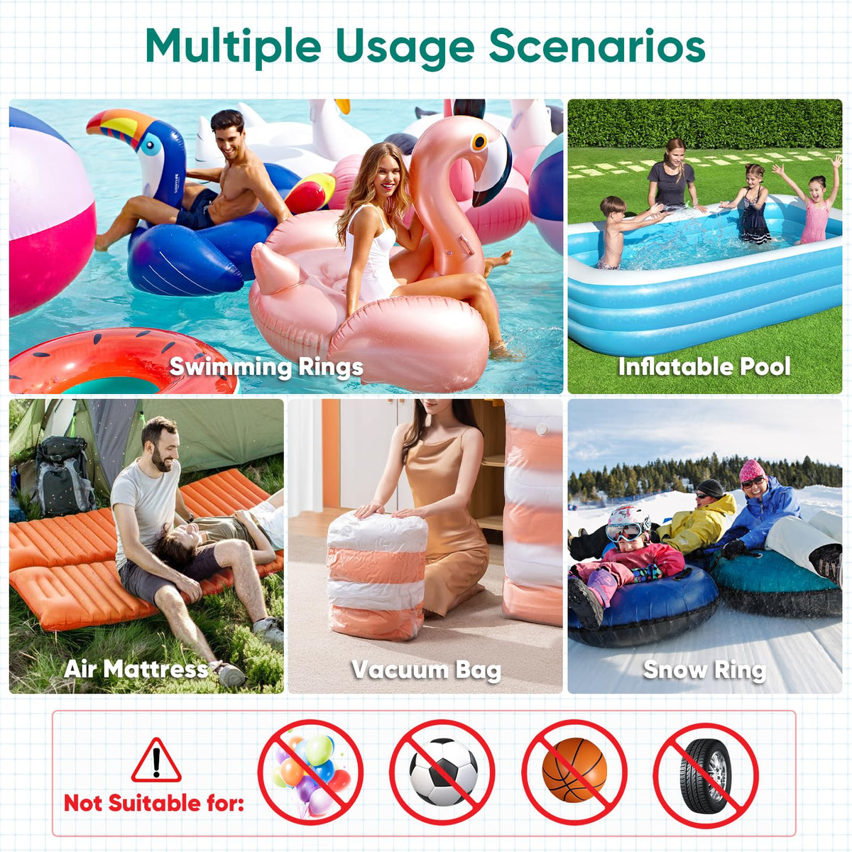 MAACLOUD inflatable-pool-toys-pump powers pool toys with ease.
