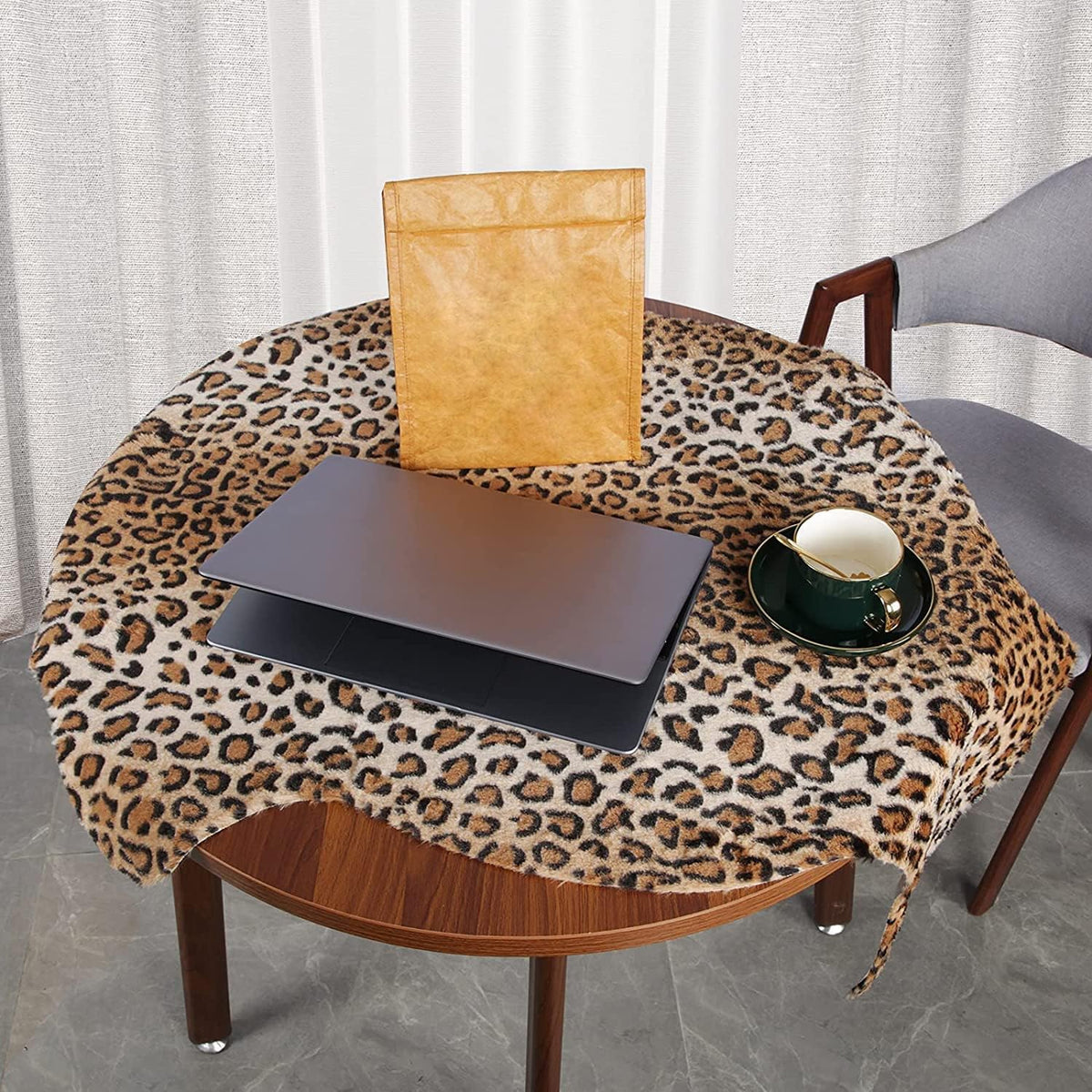 MACEVIA Leopard Rug bedside decor adds warmth to the bedroom with plush surface.