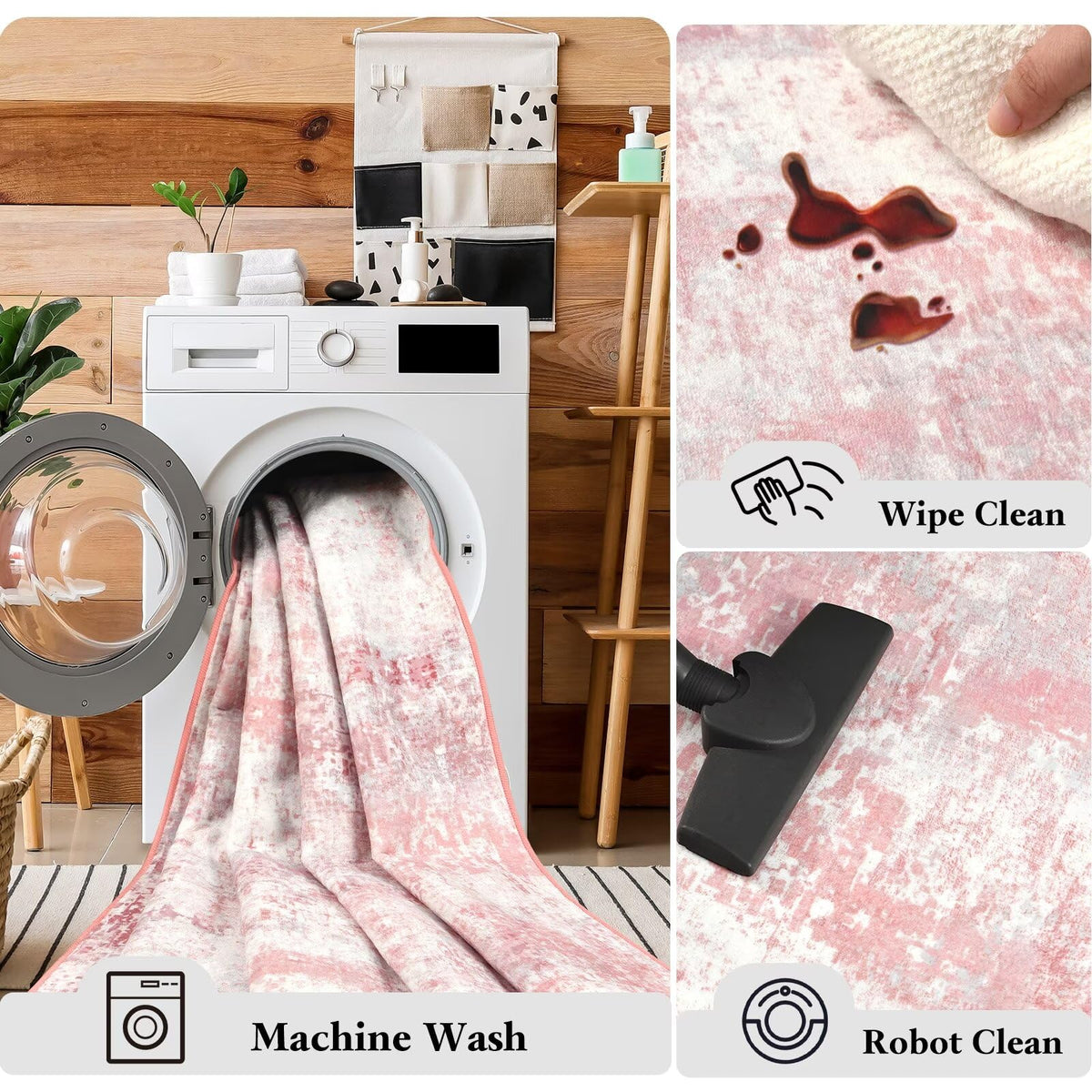 Macgace rug with reinforced edges preserves pattern clarity for longer-lasting decor.