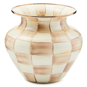 MacKenzie-Childs enamel large vase with mocha check for bold centerpiece
