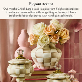 Mocha check vase rim detail by MacKenzie-Childs