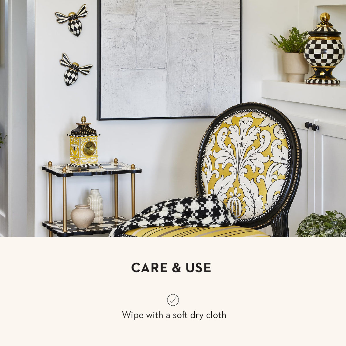 MACKENZIE-CHILDS room-ready bee decor brings whimsy to any space.