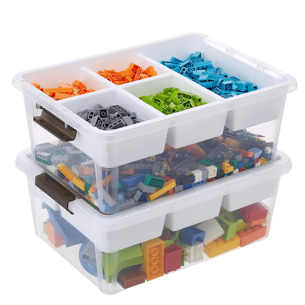 MACOPRO 17 QT storage box with removable tray keeps beads and pens neatly sorted.