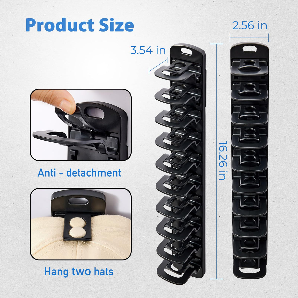 MACOPRO cap-display wall closeup highlights stylish hat arrangement and visibility