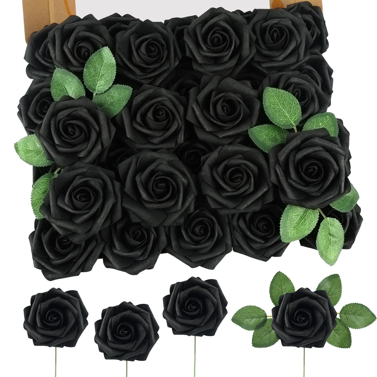MACTING black foam rose bouquet with realistic texture for elegant DIY wedding decor
