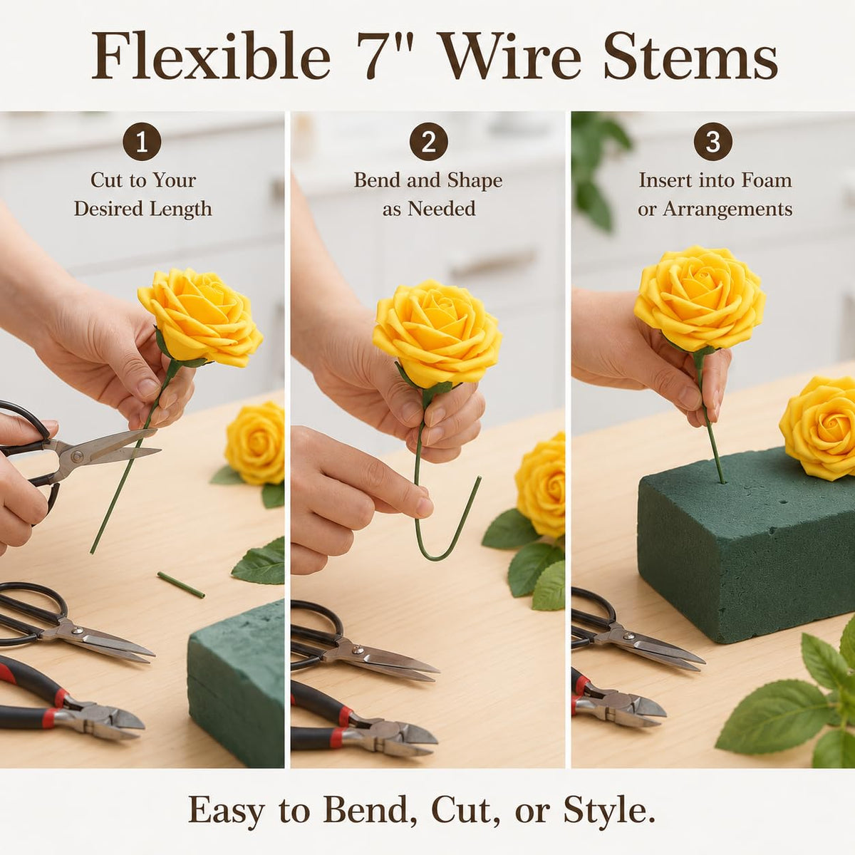MACTING green leaves included to complete lifelike floral designs.