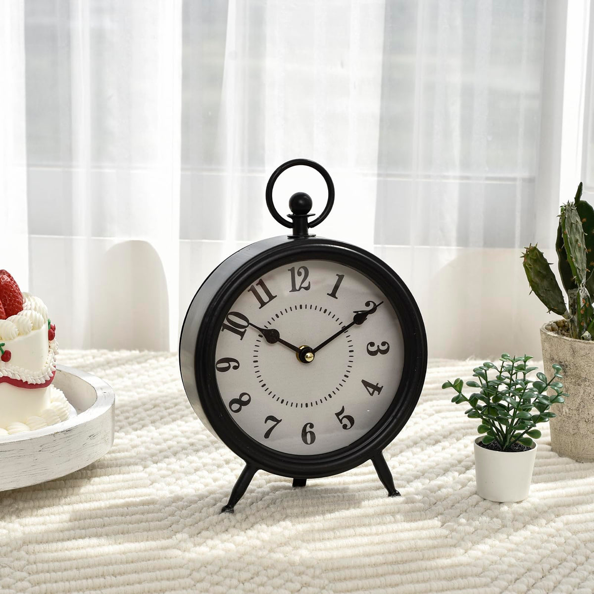 MACVAD Farmhouse Clock decorates shelves with rustic charm and character.