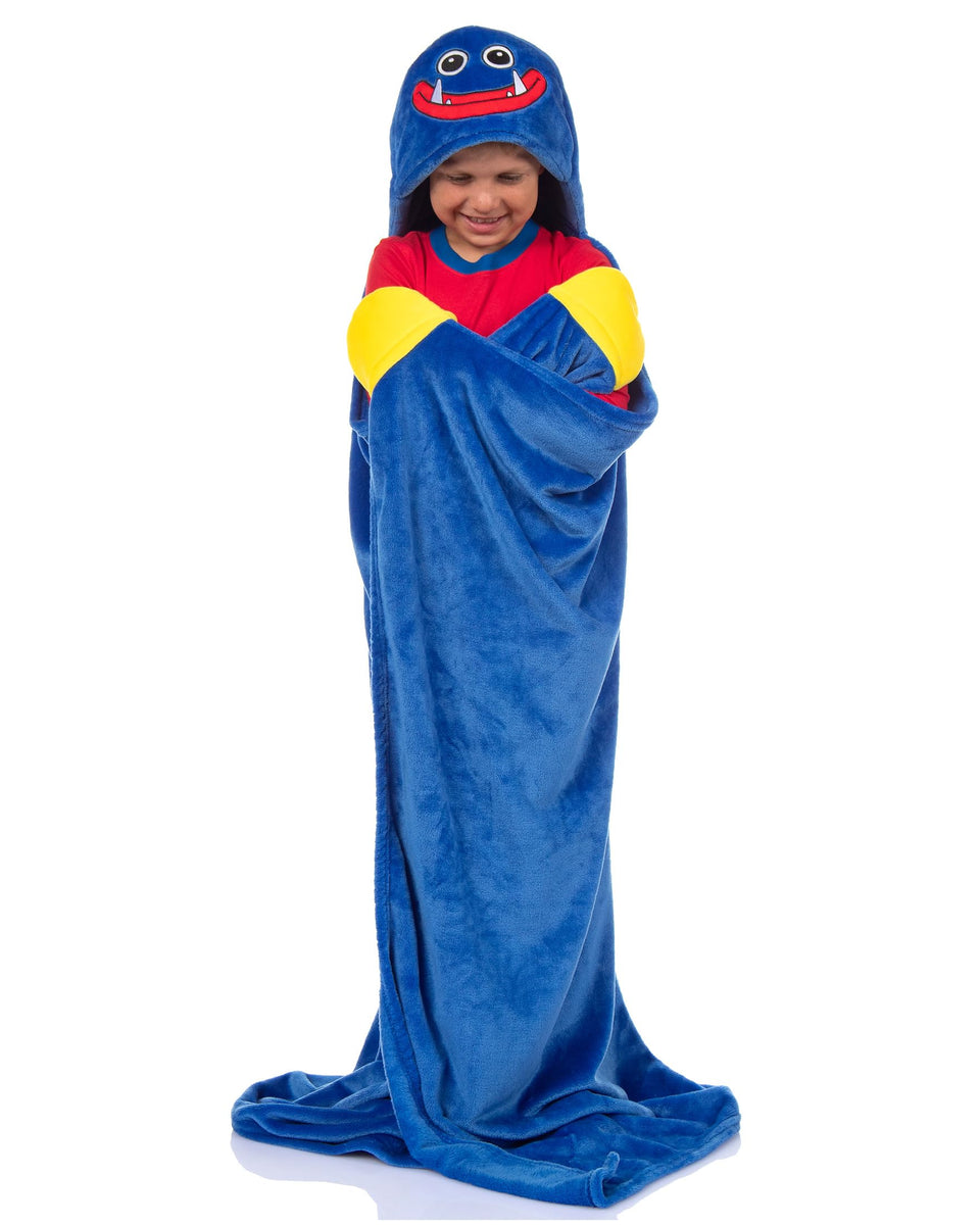 Mad Engine Poppy Playtime hooded blanket with embroidered face for cozy lounging
