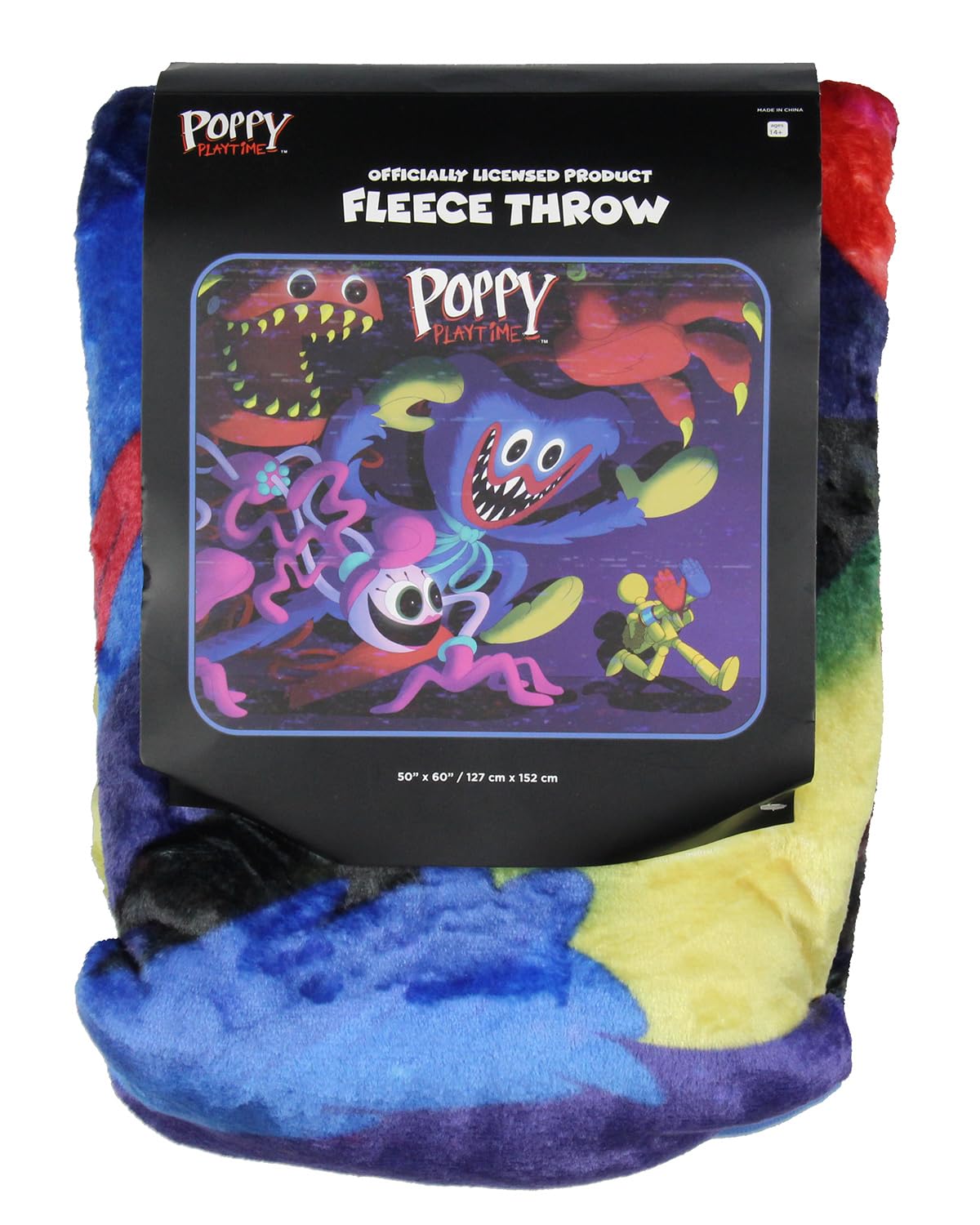 Mad Engine Poppy Playtime Huggy blanket care-friendly for easy washing