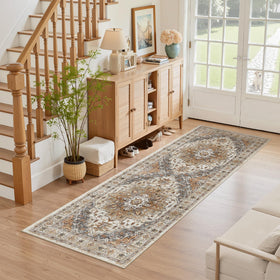 Madane hallway rug machine washable fibers simplify deep cleaning.