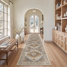 Madane hallway runner durable fiber close-up shows machine-washable design for easy cleaning.