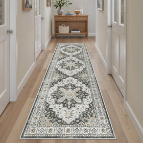 Madane Runner Rug 2x8 anti-slip backing close-up showing secure grip on floors.