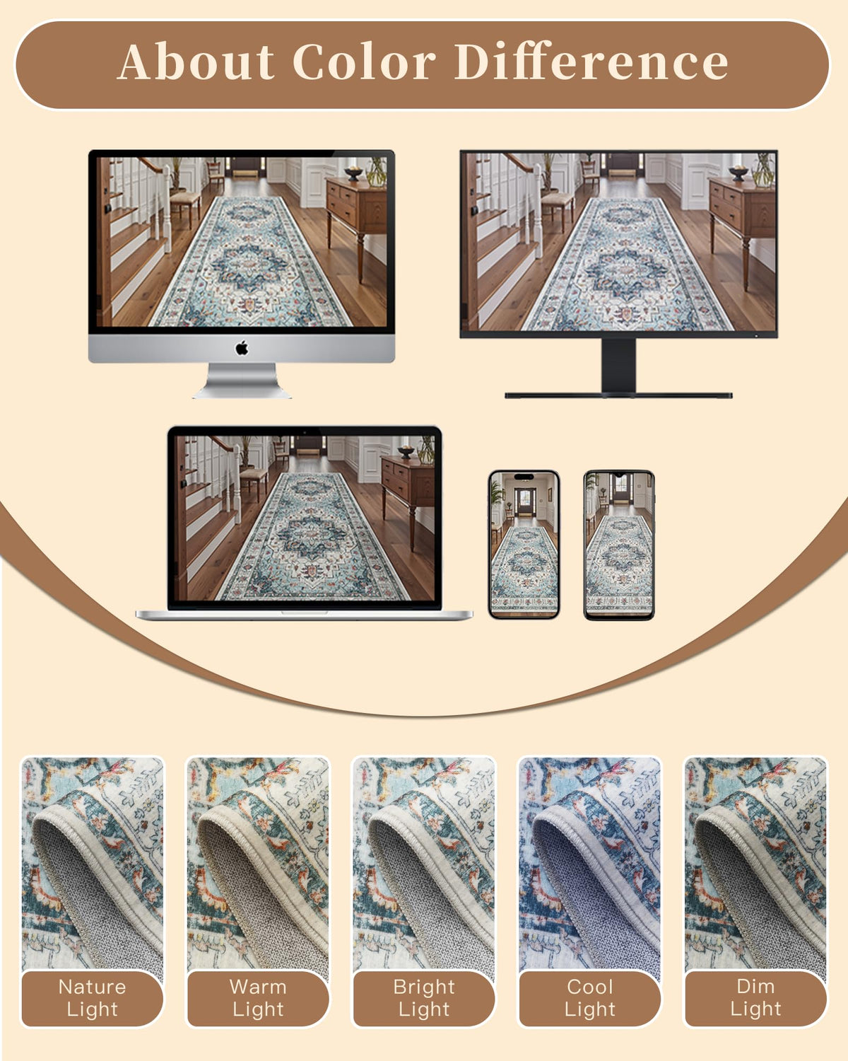 Madane Runner Rug 2x8 blue gift-ready option for housewarmings.