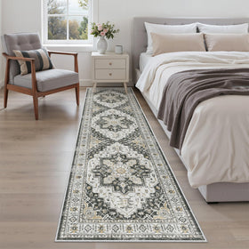 Madane Runner Rug 2x8 low-pile texture close-up suitable for easy cleaning.