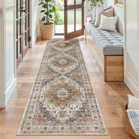 Madane Runner Rug 2x8 low-pile texture ideal for smooth door movement.