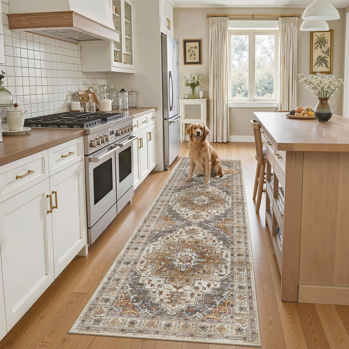 Madane Runner Rug 2x8 with non-slip backing for safe high-traffic areas.