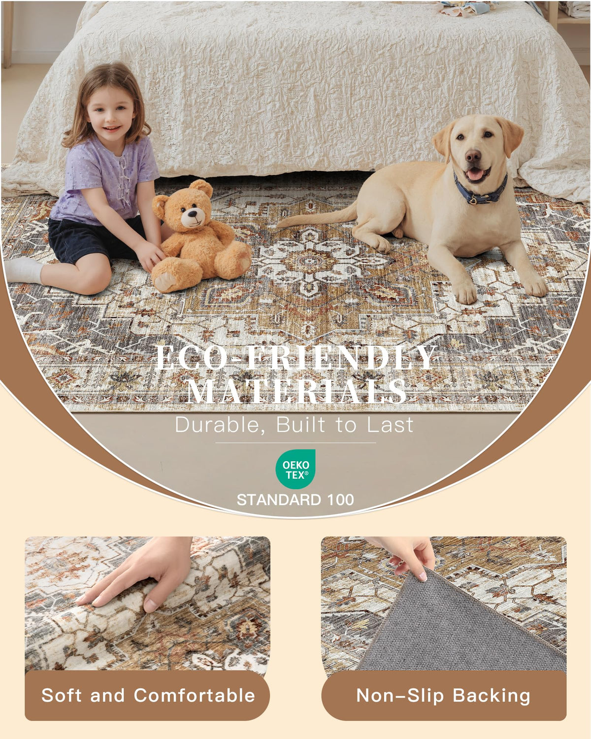 Madane stain-resistant rug 8x10 keeps colors vibrant and clean
