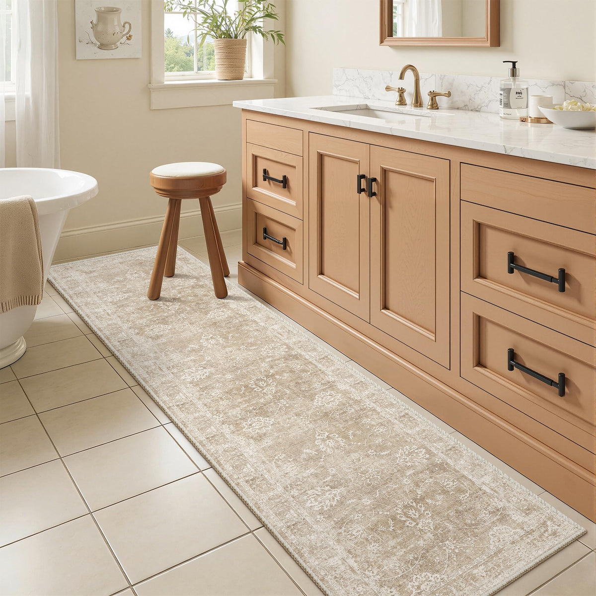 Non-slip backing keeps Madane rug in place during daily hallway traffic.