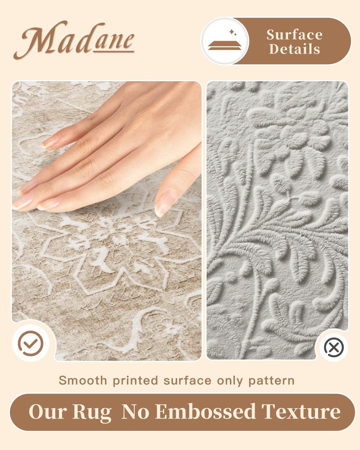 Eco-friendly OEKO-TEX certified Madane rug for responsible daily use.