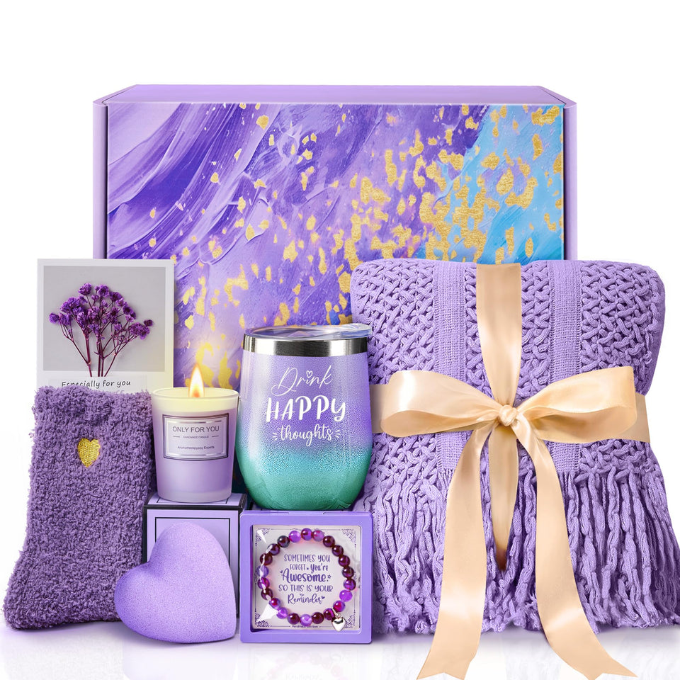 MADDIFY lavender self-care box with calming relaxation items.