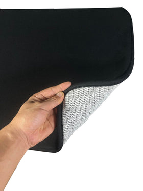 Machine-washable velvet rug set keeps bathroom looking fresh and inviting.