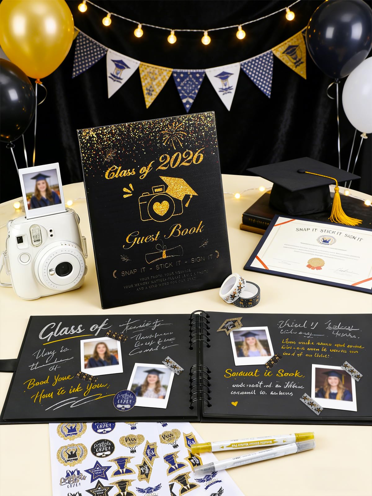 MADHOLLY Class of 2026 gold foil cover shines at the ceremony table.