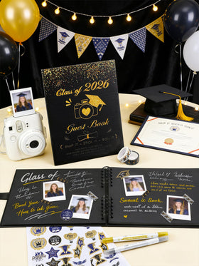 MADHOLLY Class of 2026 gold foil cover shines at the ceremony table.