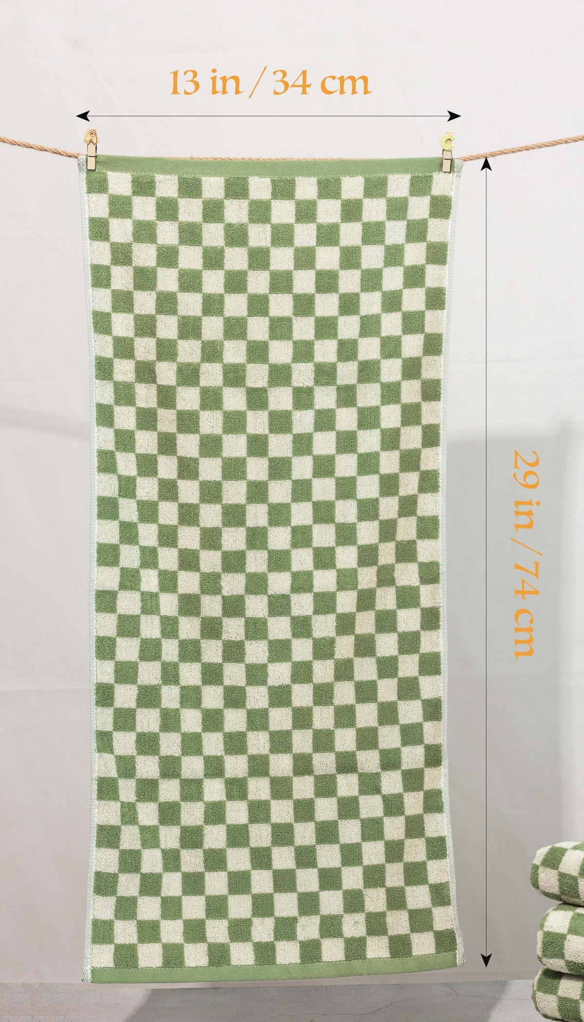 Madi-Cadi hand towels green checkered set adds color and softness for daily use.