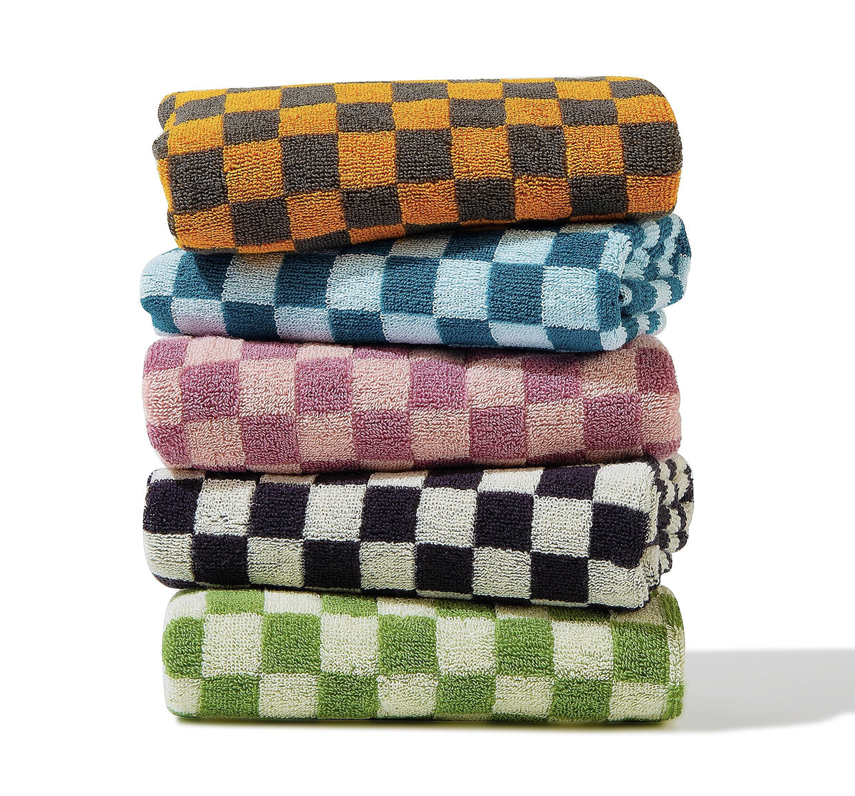 Madi-Cadi hand towels 5-pack checkered design for stylish bathroom use and daily absorbency.