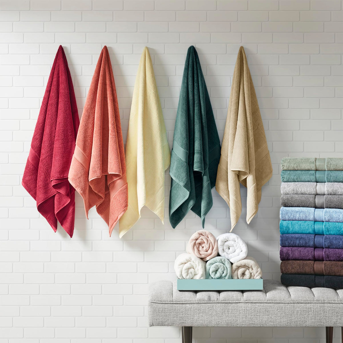 Madison Park 8-piece set demonstrates color options to match bathroom decor.