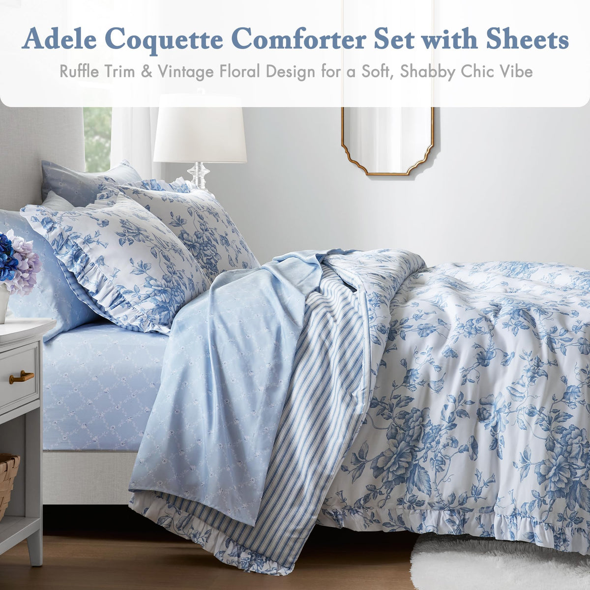 Adele comforter reverse stripe view, offering two looks in one